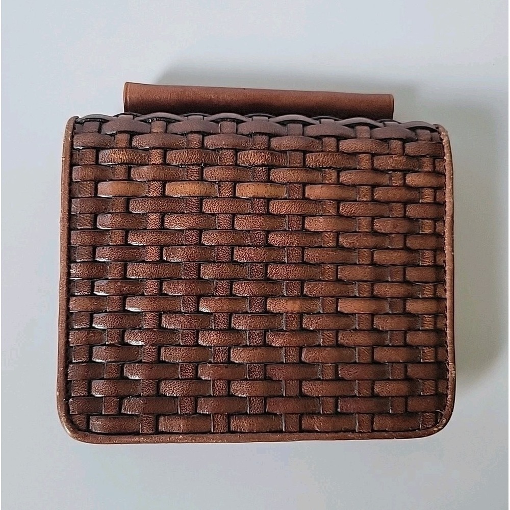 Talbots Vintage Woven Leather‎ Wallet Classic Minimalist Preppy